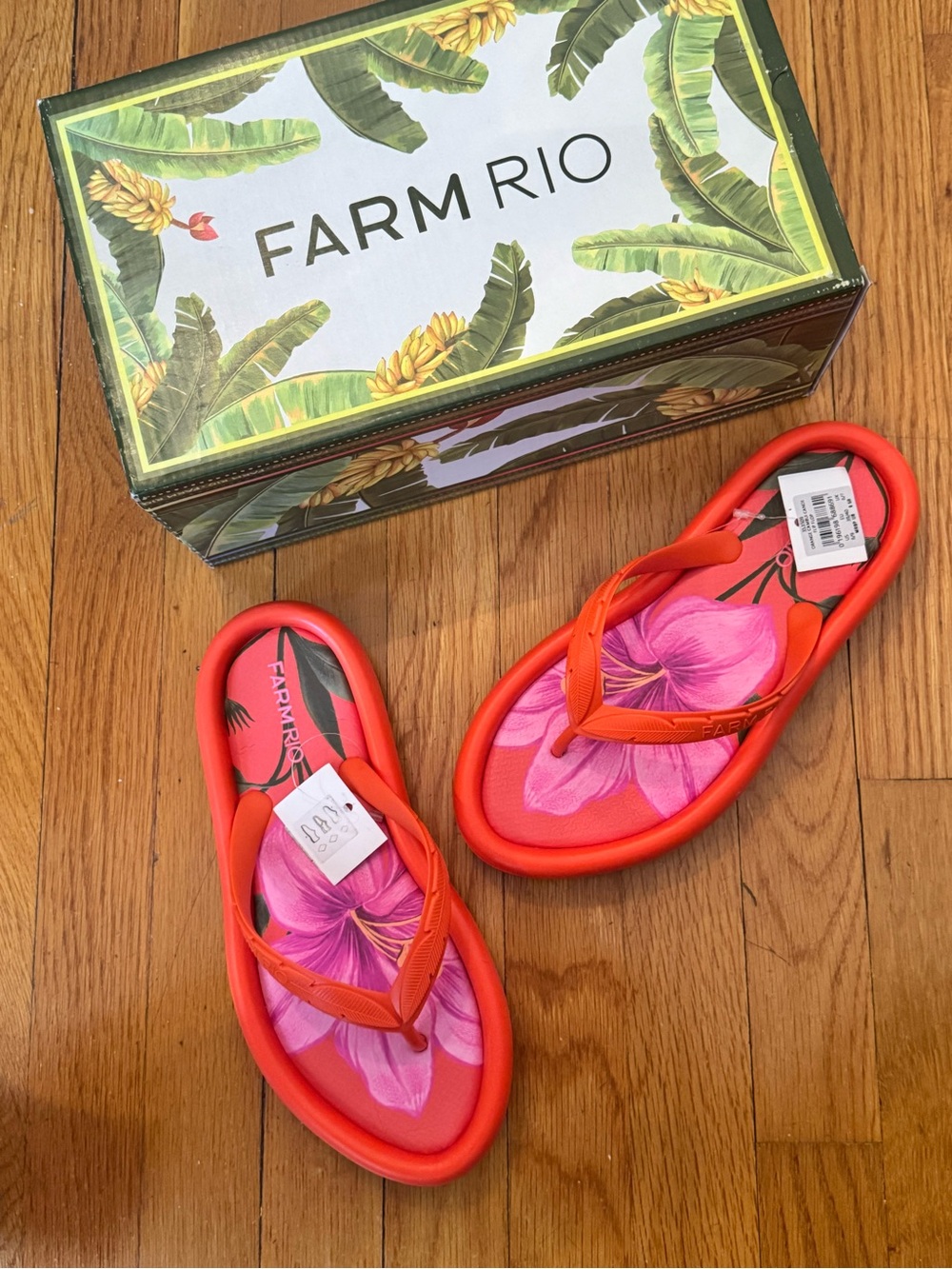 Farm Rio Orange Cambui Canoe Flip Flop - Women’s Size 8/9 - New In Box - Picture 4 of 8